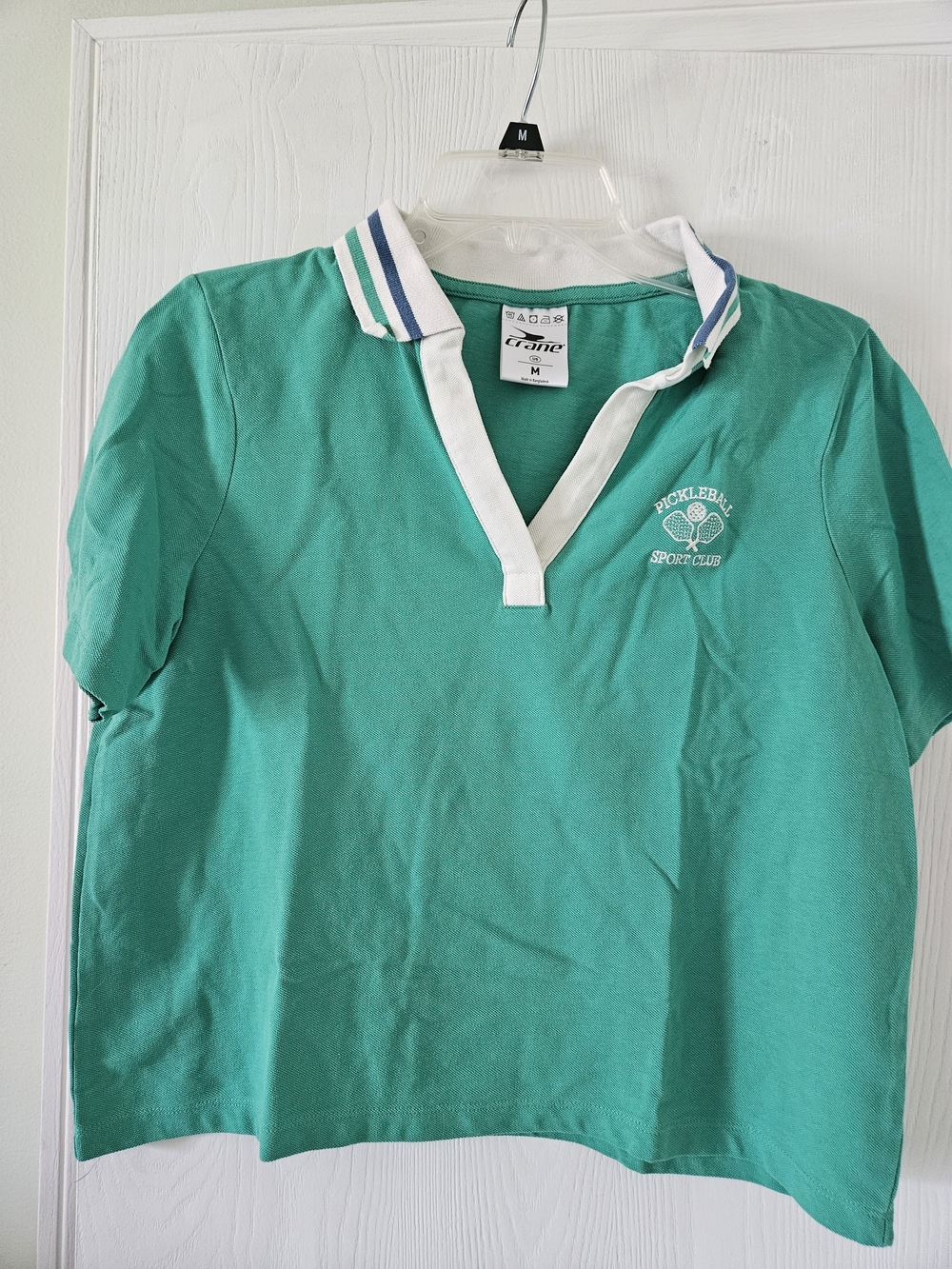 Crane Green Pickleball Sport Club Cropped Polo Top